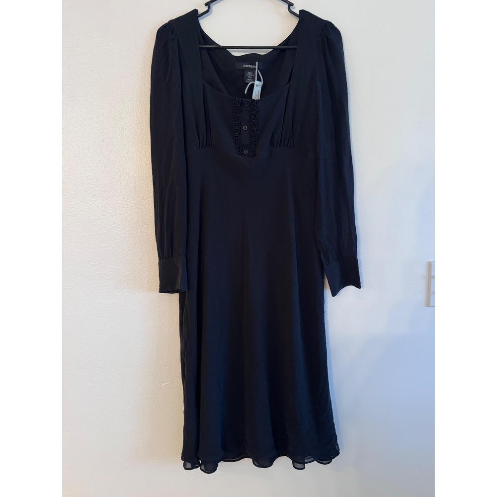 Y2k Black Square Neck Silk Dress - image 1